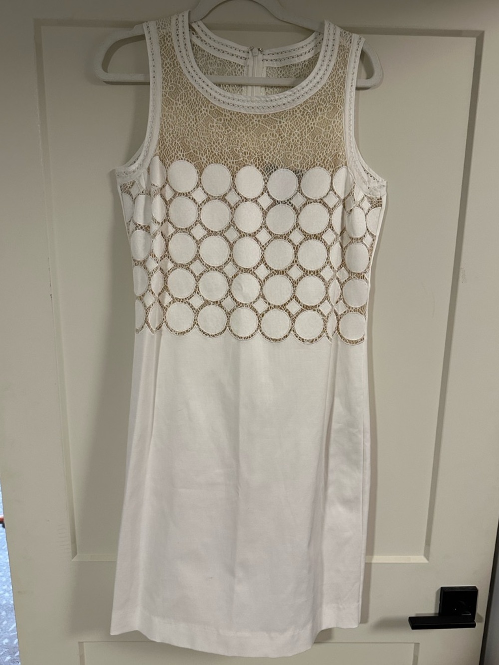 Etcetera White Sleeveless Lace-Detail Shift Dress
